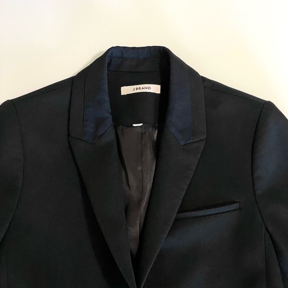 J Brand Two Tone Blazer Button Front Suit Jacket Black Size 2 Classic Neutral - Picture 9 of 12